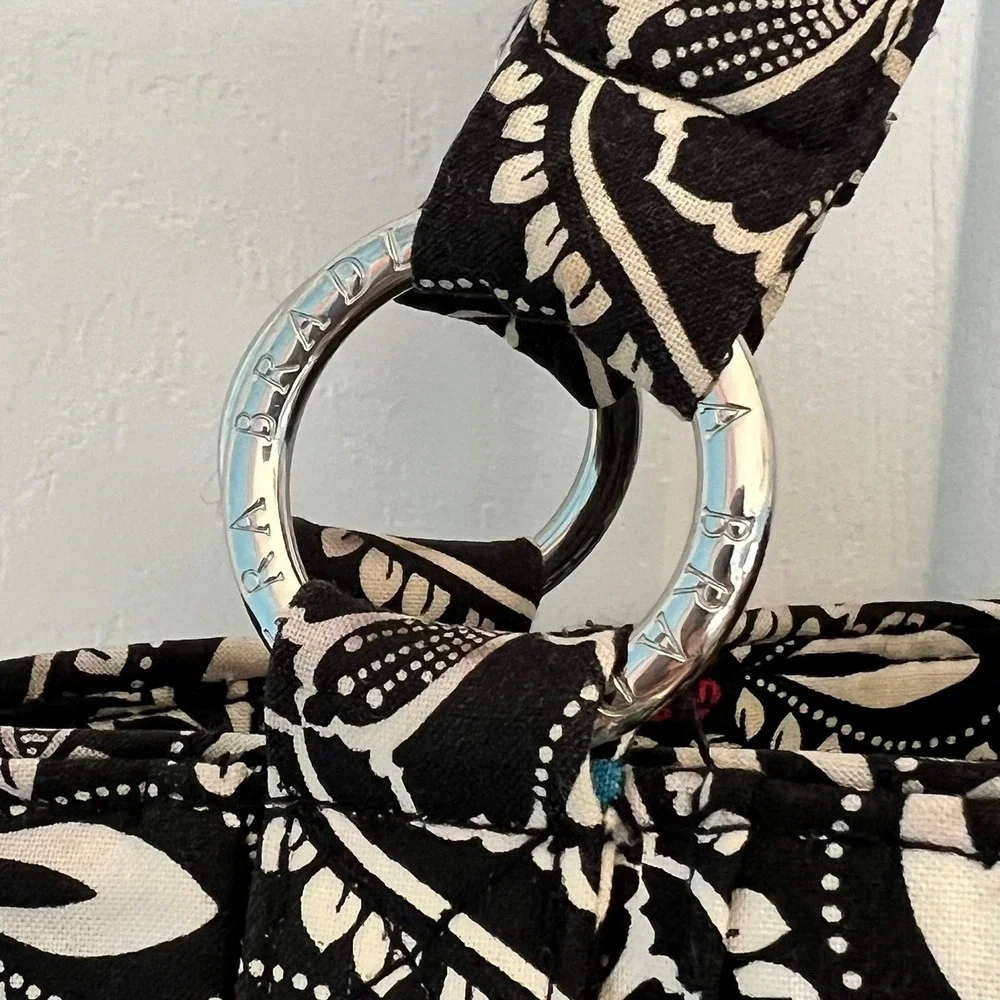Vera Bradley Barcelona Satchel Black White Floral‎ Quilted Cotton Retired 2010
